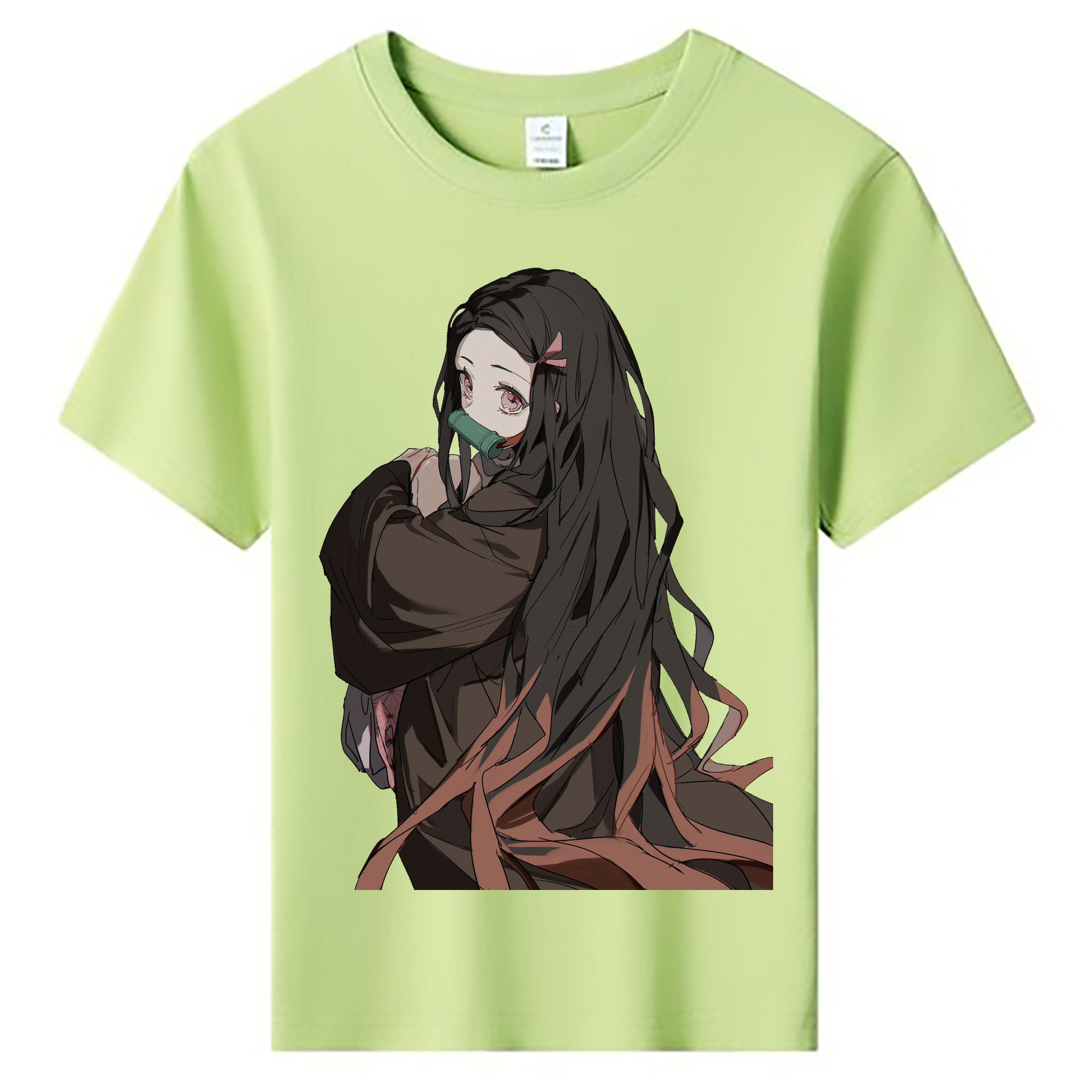 （画像用） 鬼滅の刃（きめつのやいば）竈門 禰󠄀豆子／かまど ねずこ Kamado Nezuko 綿100％キッズTシャツ（フロントプリント）